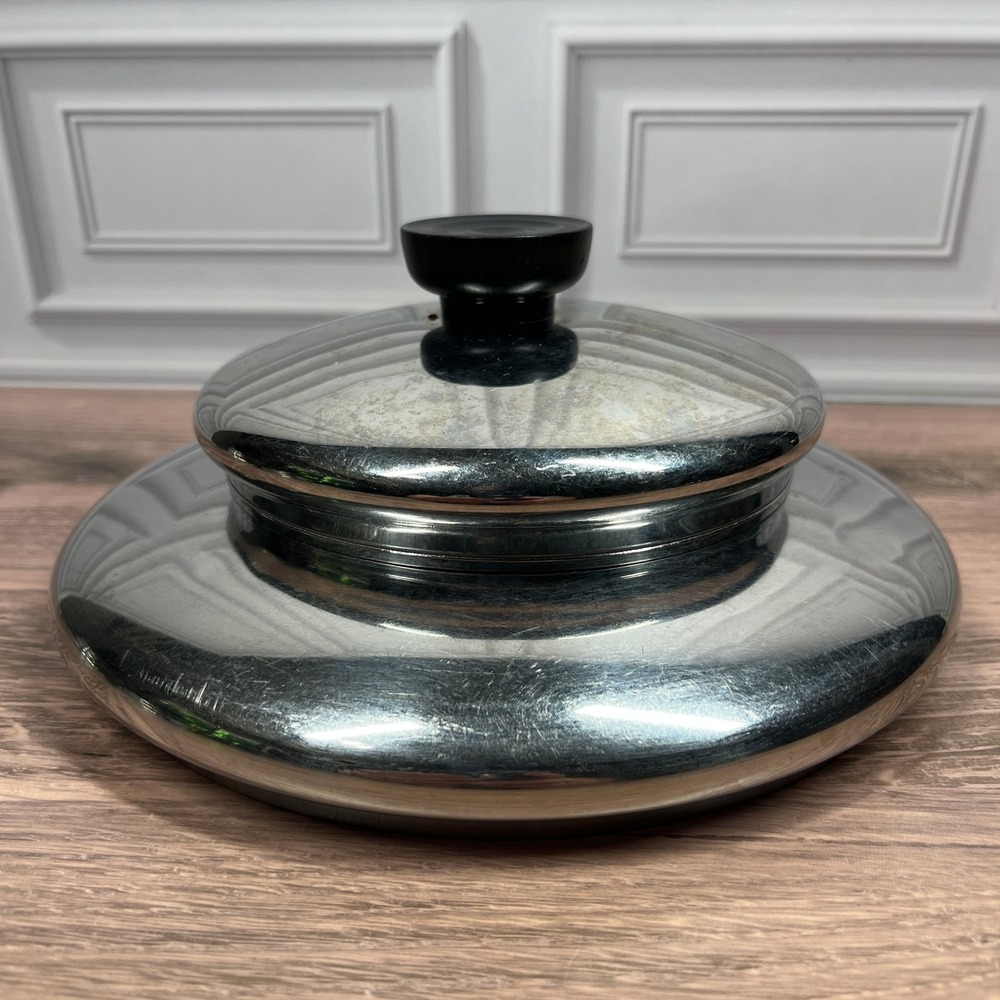 Revere Ware Pot Lid Replacement Set of 2 Silver Stainless Steel Vintage 7.5" 5.5